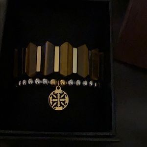 RC brown and gold bracelet and gold bead bracelet